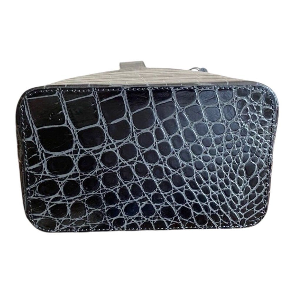 Brahmin Faith Black Veil Croc Embossed Melbourne Leather Satchel Bucket Bag - Picture 6 of 9
